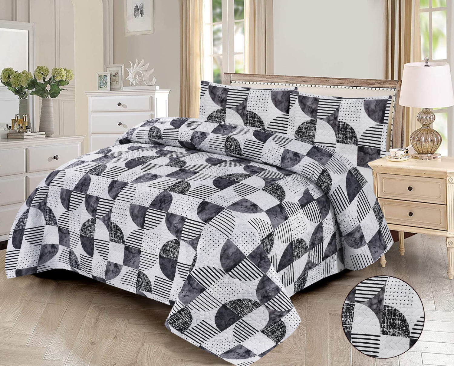 3PC Premium Quality Quilted King Size Bed Spread