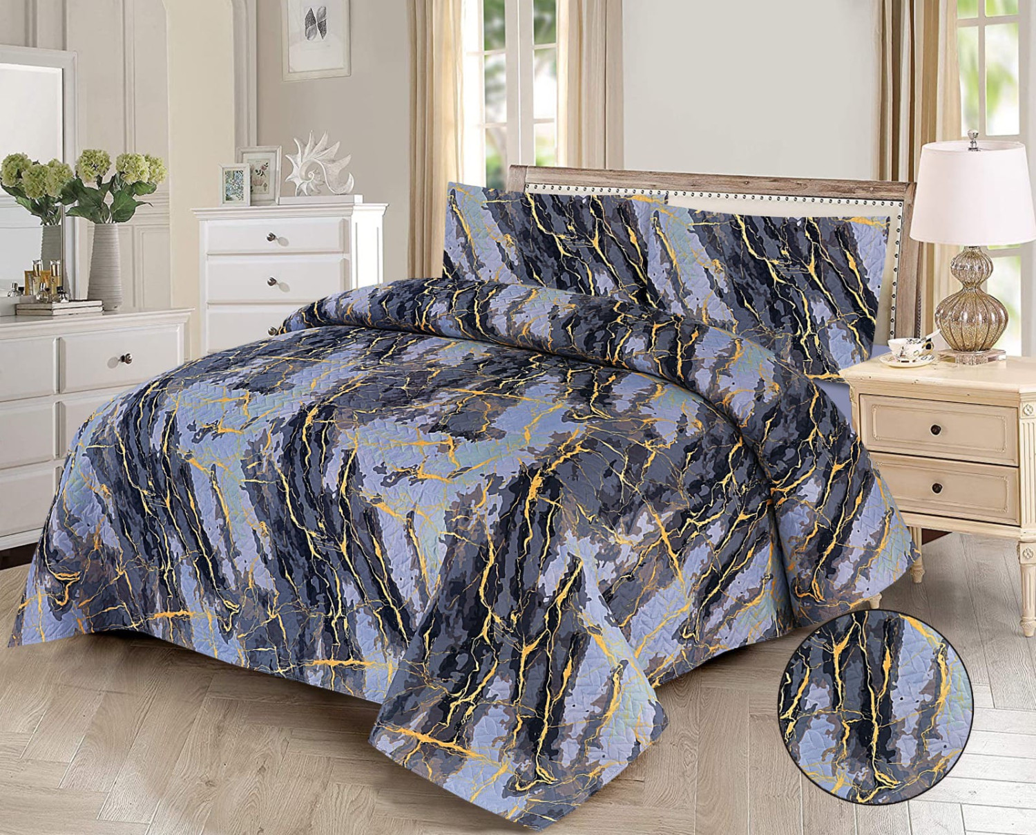 3PC Premium Quality Quilted King Size Bed Spread