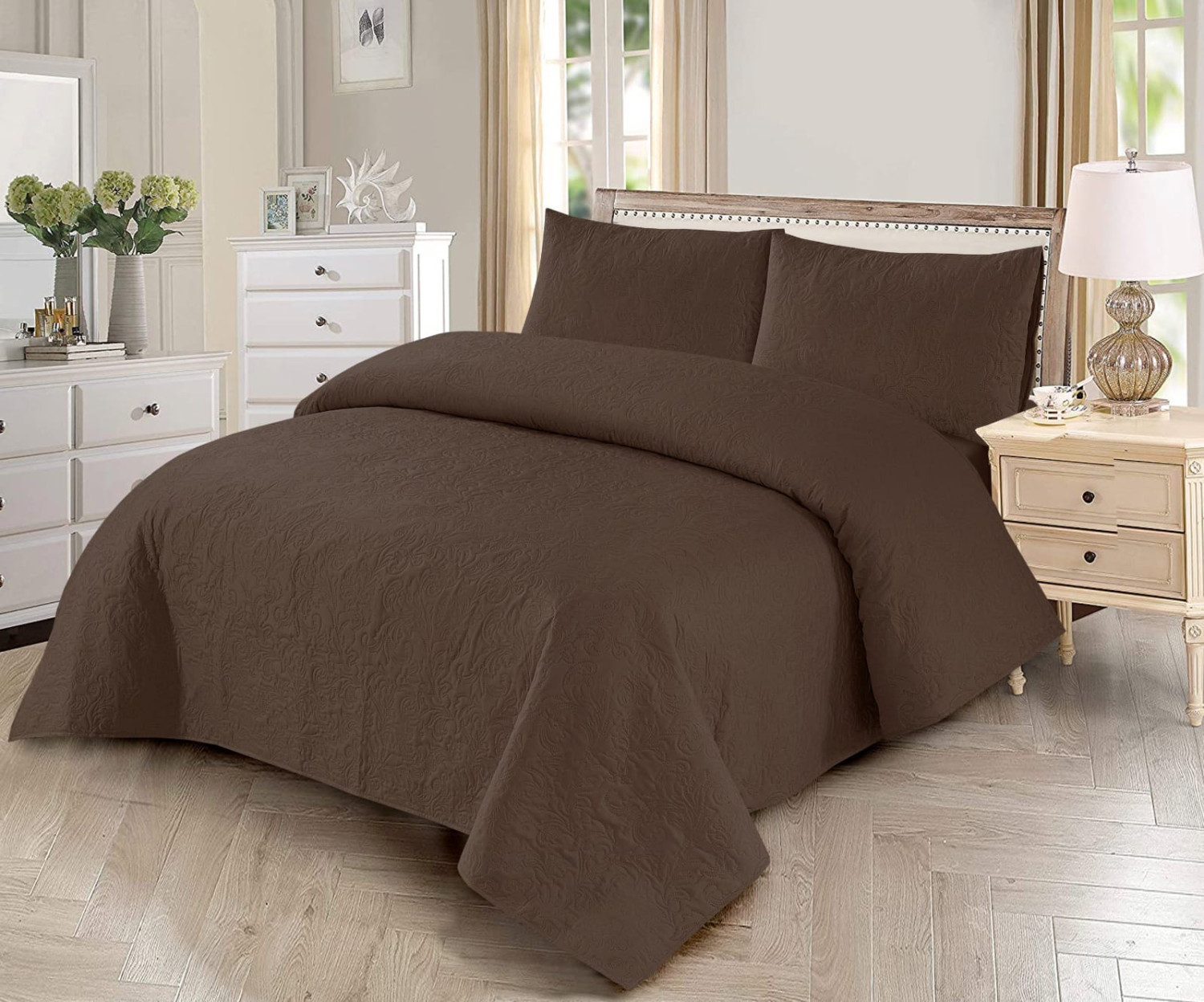 3PC Premium Quality Quilted King Size Bed Spread