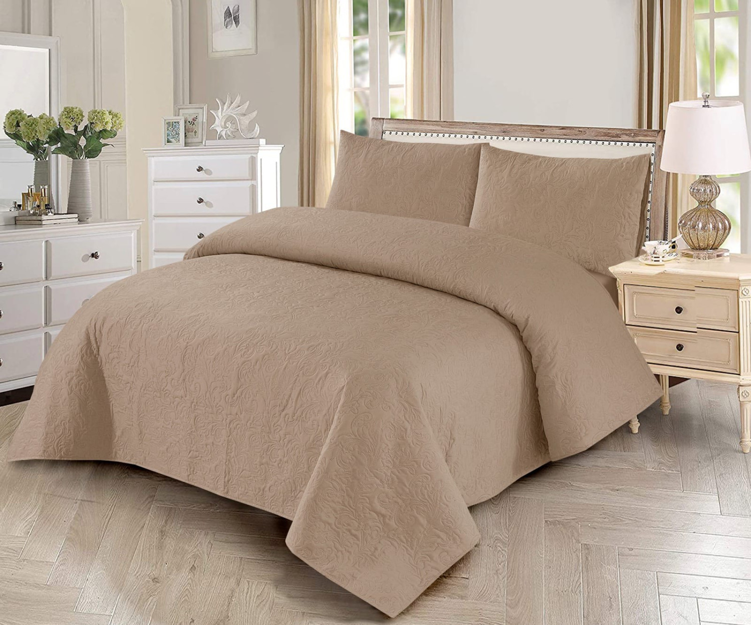 3PC Premium Quality Quilted King Size Bed Spread