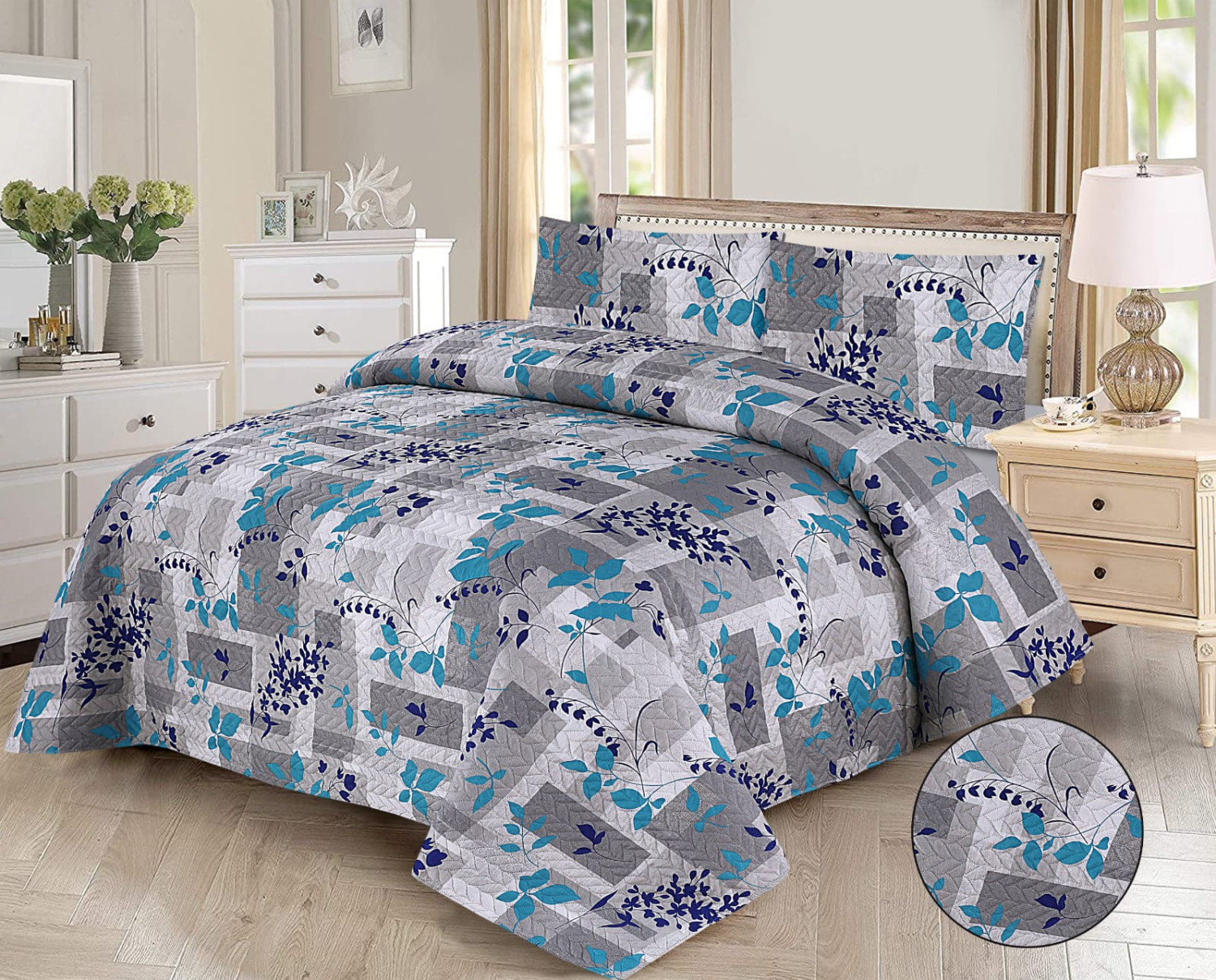 3PC Premium Quality Quilted King Size Bed Spread