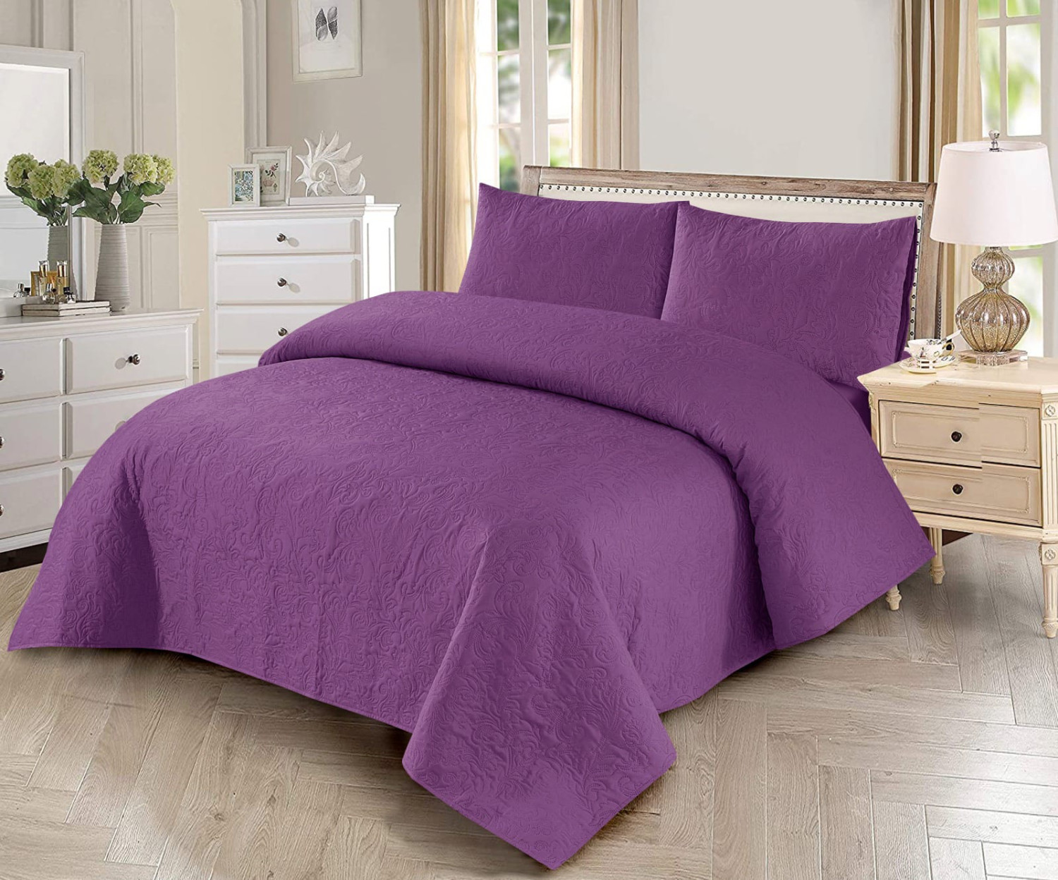 3PC Premium Quality Quilted King Size Bed Spread