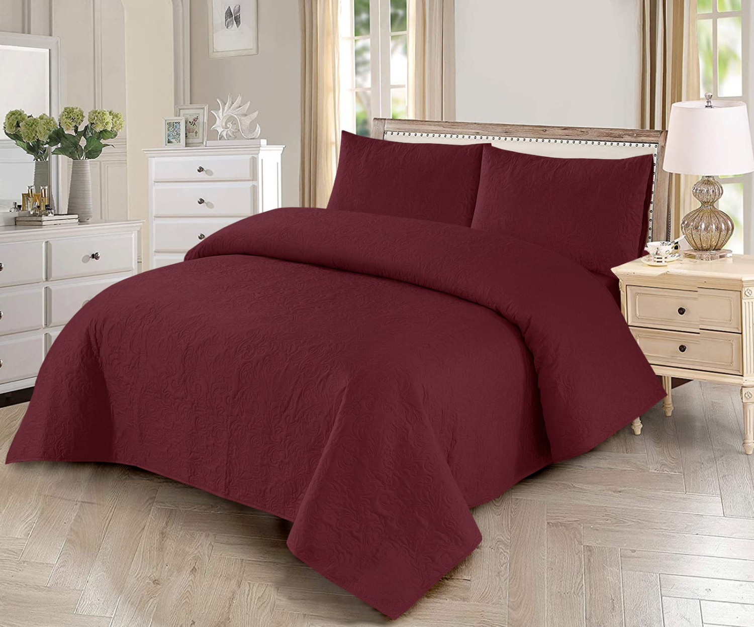 3PC Premium Quality Quilted King Size Bed Spread