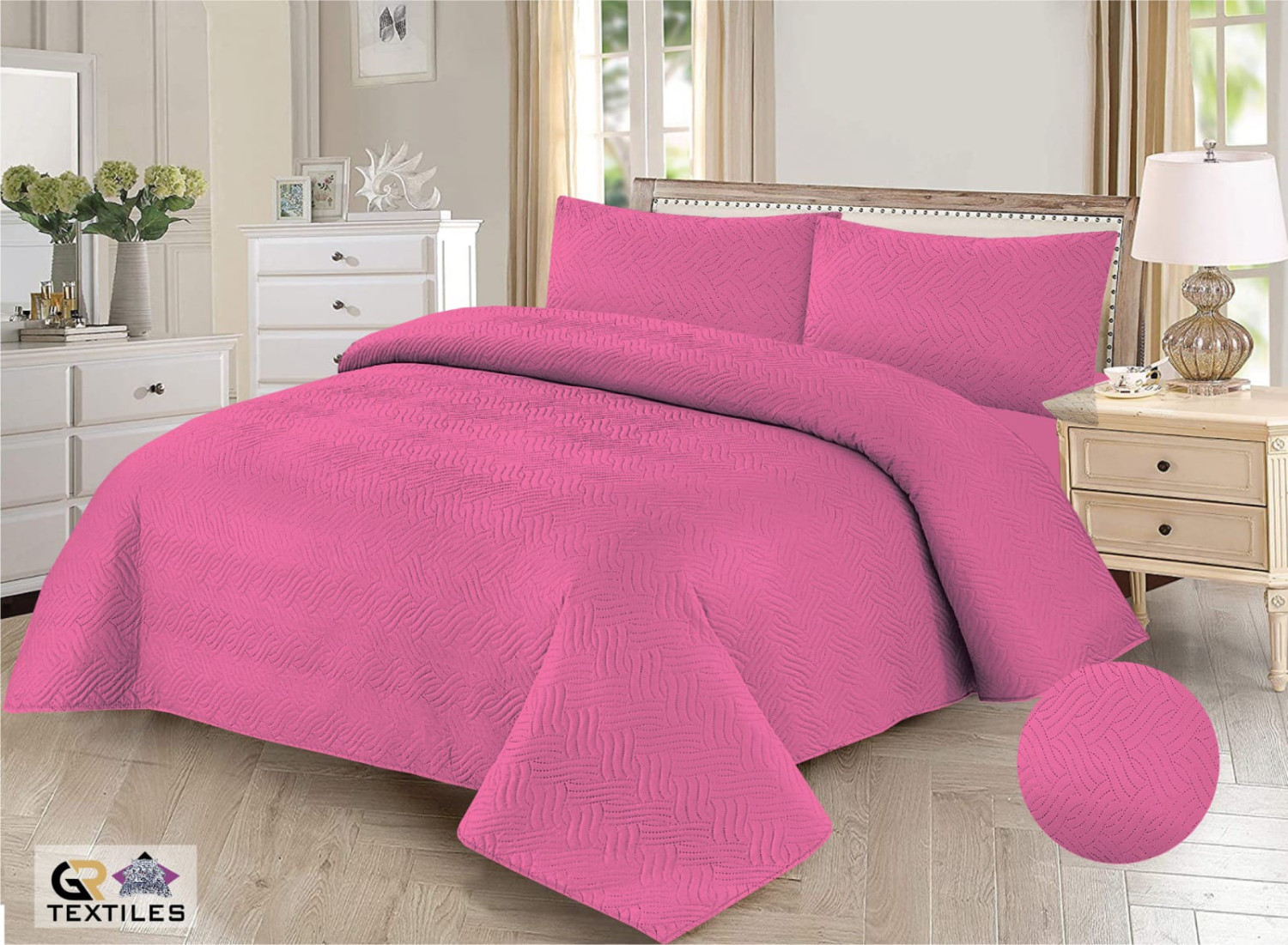 3PC Premium Quality Quilted King Size Bed Spread