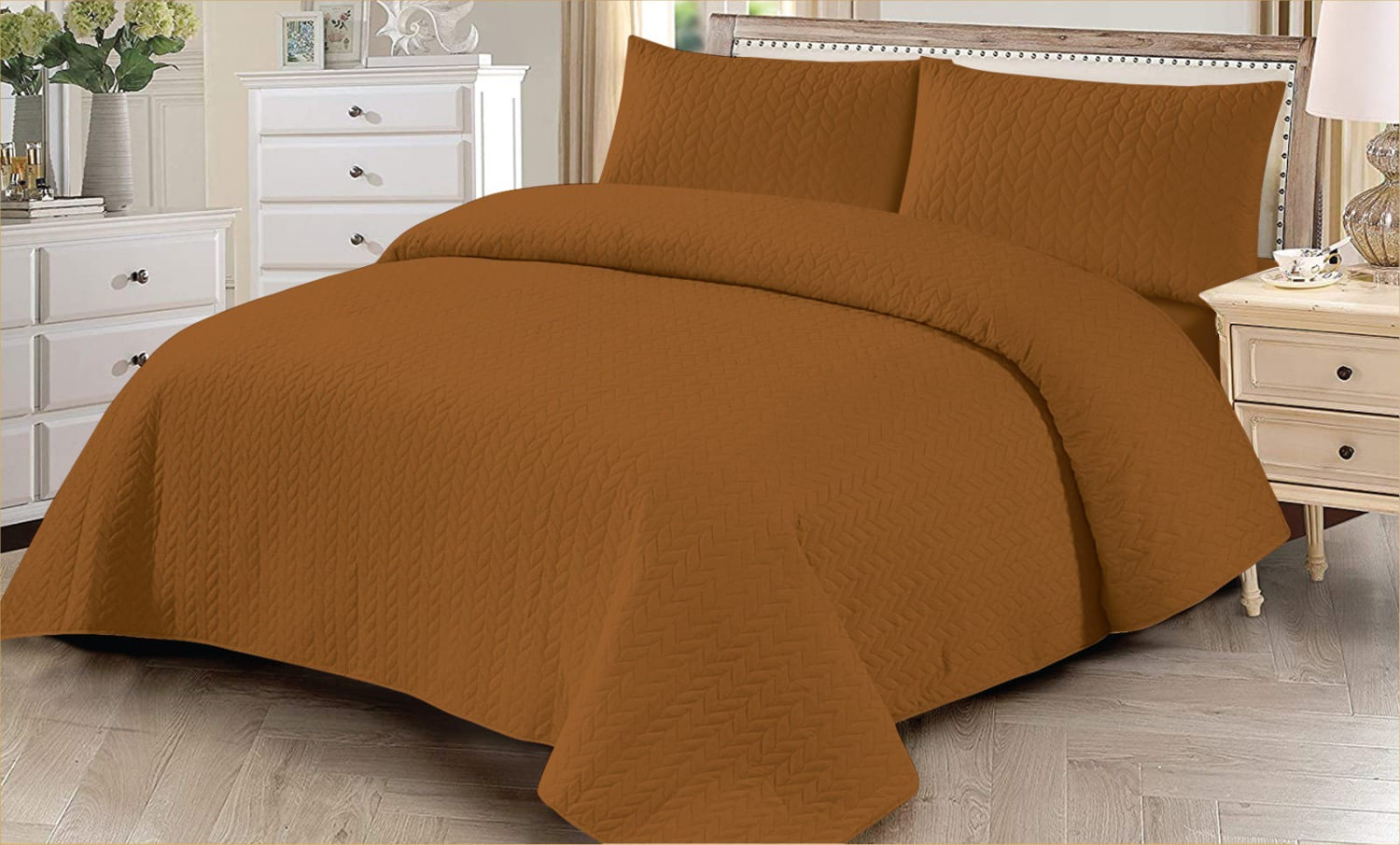 3PC Premium Quality Quilted King Size Bed Spread